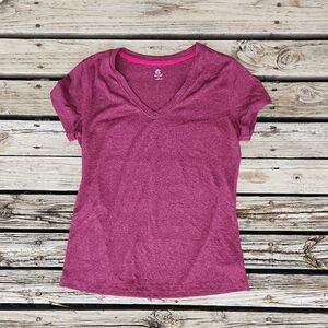 C9 by Champion Pink Short Sleeve V-Neck Drifit Athletic Workout Tee Medium